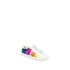 Promo ❤️ KURT GEIGER LONDON 👧 Girls' Mini Lane Stripe Low Top 👟 Sneakers - Walker, Toddler, Big Kid White ❤️