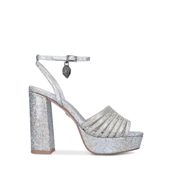 Outlet ⌛ KURT GEIGER LONDON 👩 Women's Pierra Ankle Strap Platform 🩴 Sandals Open Grey 👍 4 Outlet ⌛ KURT GEIGER LONDON 👩 Women's Pierra Ankle Strap Platform 🩴 Sandals Open Grey 👍 - Image 2