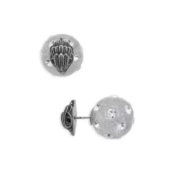 Hot Sale ✨ KURT GEIGER LONDON Signature Eagle & Pavé Glitter Ball Front To Back Earrings In Rhodium Plated Silver 🔔