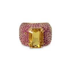 Cheapest โญ KURT GEIGER LONDON Pavรฉ Cocktail Ring Pink/yellow ๐