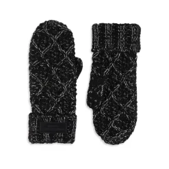 Best Sale 😀 KURT GEIGER LONDON Metallic Cable Knit Mittens Pink 🎁