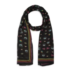 Best Sale 🌟 KURT GEIGER LONDON Icon Print Oblong Scarf Black/multi 😍