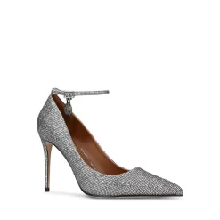 Best Sale 😀 KURT GEIGER LONDON 👩 Women's Shoreditch Pointed Toe Glitter High Heel Pumps Open Gray ✨