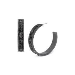 Coupon 😀 KURT GEIGER LONDON Pavé Hoop Earrings Black 👏