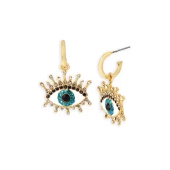 Best Sale 😀 KURT GEIGER LONDON Evil Eye Crystal Drop Earrings Teal 🎉