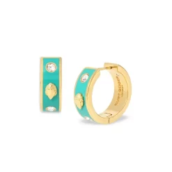 Discount 💯 KURT GEIGER LONDON Eagle Enamel & Crystal Hoop Earrings Green/gold 🔥