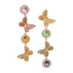 Outlet 👍 KURT GEIGER LONDON Butterfly Mismatched Drop Earrings Multi/gold 🥰