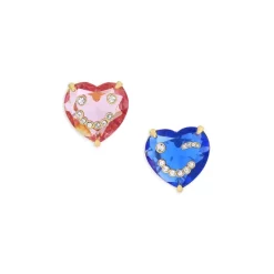 Buy 😉 KURT GEIGER LONDON Smiley Mismatched Heart Stud Earrings Blue/pink 🧨