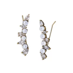 Discount 🤩 KURT GEIGER LONDON Imitation Pearl & Crystal Ear Climbers White 💯