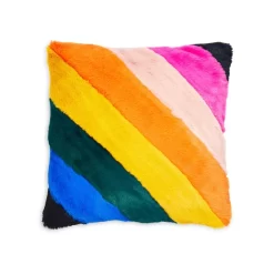 Outlet 🌟 KURT GEIGER LONDON Rainbow Faux Fur Decorative Pillow - 150th Anniversary Exclusive 🥰