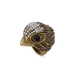 Brand new ๐คฉ KURT GEIGER LONDON Pavรฉ & Imitation Pearl Eagle Head Cocktail Ring In Gold Tone White/brown ๐