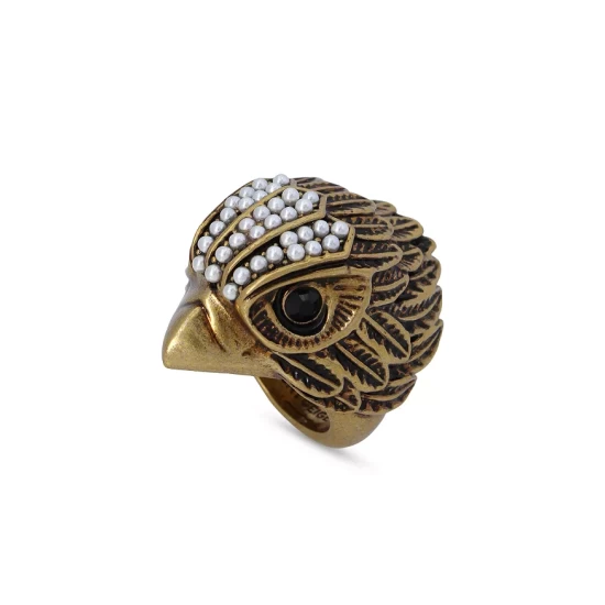 Brand new ๐คฉ KURT GEIGER LONDON Pavรฉ & Imitation Pearl Eagle Head Cocktail Ring In Gold Tone White/brown ๐ 3 Brand new ๐คฉ KURT GEIGER LONDON Pavรฉ & Imitation Pearl Eagle Head Cocktail Ring In Gold Tone White/brown ๐