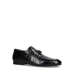 Flash Sale 🧨 KURT GEIGER LONDON Men's Hugh Eagle Head Eel Embossed Slip On Loafers Black 😀