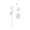 Wholesale ⌛ KURT GEIGER LONDON Imitation Pearl & Crystal Single Earrings, Set Of 5 White/gold 🔔