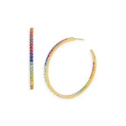 Deals 🎉 KURT GEIGER LONDON Rainbow Pavé Hoop Earrings Multi 🔔