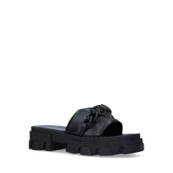 Wholesale 👏 KURT GEIGER LONDON 👩 Women's Chelsea Chain & Eagle Head Stomp 🩴 Sandals Black ❤️