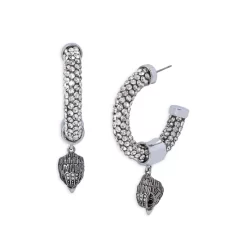 Coupon 🎉 KURT GEIGER LONDON Shimmer Mesh Eagle Hoop Earrings Silver 🔔