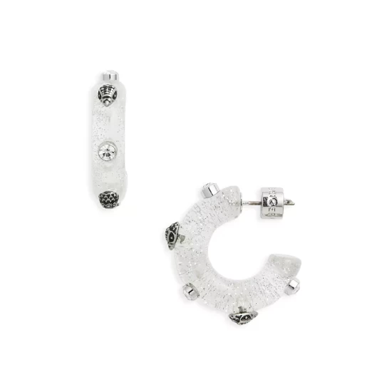 New 🤩 KURT GEIGER LONDON Pavé & Signature Eagle Glitter Hoop Earrings In Rhodium Plated Silver ✨ 3 New 🤩 KURT GEIGER LONDON Pavé & Signature Eagle Glitter Hoop Earrings In Rhodium Plated Silver ✨