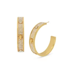 Deals ⭐ KURT GEIGER LONDON Pavé Eagle Head Medium Hoop Earrings White/gold 🎉