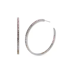Discount 🔥 KURT GEIGER LONDON Inside Out Metallic Pavé Hoop Earrings Silver 👍