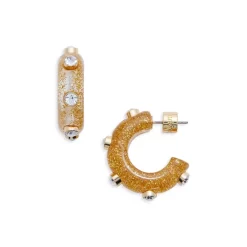 Top 10 😍 KURT GEIGER LONDON Pavé & Signature Eagle Glitter Hoop Earrings In Gold Tone ⌛