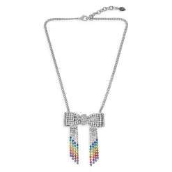 Cheap 👏 KURT GEIGER LONDON Bow Pendant Necklace, 16" Multi ⌛