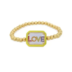 Best deal 😀 KURT GEIGER LONDON Love Stretch Bracelet Yellow 👏