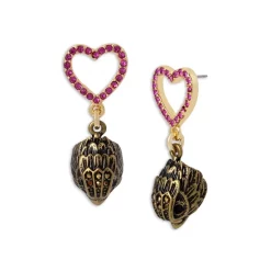 Outlet 😀 KURT GEIGER LONDON Crystal Heart Eagle Head Drop Earrings Pink ⌛