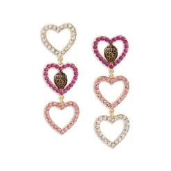 New 👍 KURT GEIGER LONDON Crystal Heart Eagle Head Mismatch Drop Earrings Pink/white 🤩