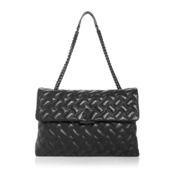 Discount 🎉 KURT GEIGER LONDON Kensington Drench XXL Quilted Leather Shoulder Bag Black 🎁