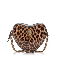 Best deal 👍 KURT GEIGER LONDON Kensington Leopard Print Heart Shape Crossbody Medium Brown 🧨