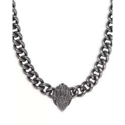 Cheap 🎉 KURT GEIGER LONDON Pavé Signature Eagle Chain Link Pendant Necklace In Silver Tone, 16"-18" Black/silver 😍