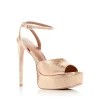 Wholesale 🥰 KURT GEIGER LONDON 👩 Women's Pierra Peep Toe Platform High Heel 🩴 Sandals Gold 💯