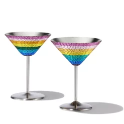 Discount 🛒 KURT GEIGER LONDON Rainbow Crystal Martini Glass Set - 150th Anniversary Exclusive Multi ✨