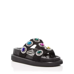 Hot Sale ✔️ KURT GEIGER LONDON 👩 Women's Orson Embellished Platform Slide 🩴 Sandals Black 🧨
