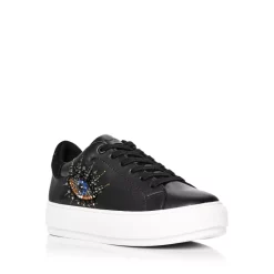 Top 10 😍 KURT GEIGER LONDON 👩 Women's Laney Rhinestone Eye Platform 👟 Sneakers Black Leather ✔️