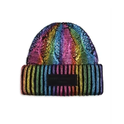Best reviews of 🌟 KURT GEIGER LONDON Rainbow Foil Cable Knit Hat Multi 🔥