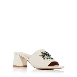 Brand new โจ KURT GEIGER LONDON Olive Embellished Eye Block Heel Slide ๐ฉด Sandals Natural โ