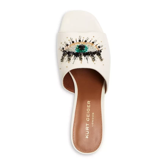 Brand new โจ KURT GEIGER LONDON Olive Embellished Eye Block Heel Slide ๐ฉด Sandals Natural โ 5 Brand new โจ KURT GEIGER LONDON Olive Embellished Eye Block Heel Slide ๐ฉด Sandals Natural โ - Image 3