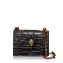 Top 10 ⌛ KURT GEIGER LONDON Croc Embossed Leather Crossbody Black 💯