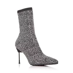 Cheap 😍 KURT GEIGER LONDON 👩 Women's Barbican Glitter Knit High Heel Booties Open Grey 🎁