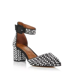 Discount 😍 KURT GEIGER LONDON 👩 Women's Burlington Embellished Block Heel Pumps Charcoal 🎉