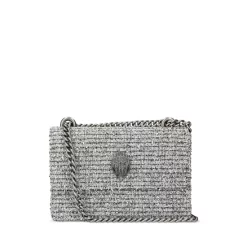 Best Pirce ✔️ KURT GEIGER LONDON Shoreditch Small Tweed Crossbody Silver 🎉