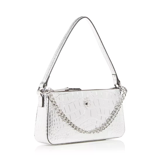 Top 10 🌟 KURT GEIGER LONDON Shoreditch Croc Embossed Leather Pochette Shoulder Bag Silver 😍 6 Top 10 🌟 KURT GEIGER LONDON Shoreditch Croc Embossed Leather Pochette Shoulder Bag Silver 😍 - Image 4