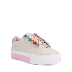Brand new โจ KURT GEIGER LONDON ๐ฉ Women's Liviah Love Multicolor Heart Crystal ๐ Sneakers Natural ๐