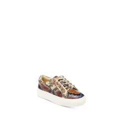 Coupon 😍 KURT GEIGER LONDON 👧 Girls' Mini Liviah Python-Embossed Platform Low Top 👟 Sneakers - Toddler, Little Kid, Big Kid Brown 💯