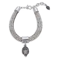 Cheapest 👏 KURT GEIGER LONDON Shimmer Mesh Rope Eagle Head Bracelet Silver 🔥