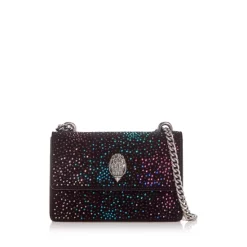 Promo 🥰 KURT GEIGER LONDON Shoreditch Small Embellished Velvet Crossbody Charcoal 🤩