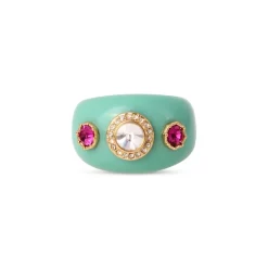 Outlet ๐ KURT GEIGER LONDON Multicolor Crystal Resin Ring Teal ๐