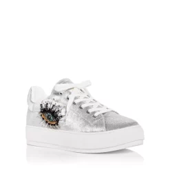 Budget ๐ KURT GEIGER LONDON ๐ฉ Women's Laney Eye Embellished Platform Low Top ๐ Sneakers Silver ๐